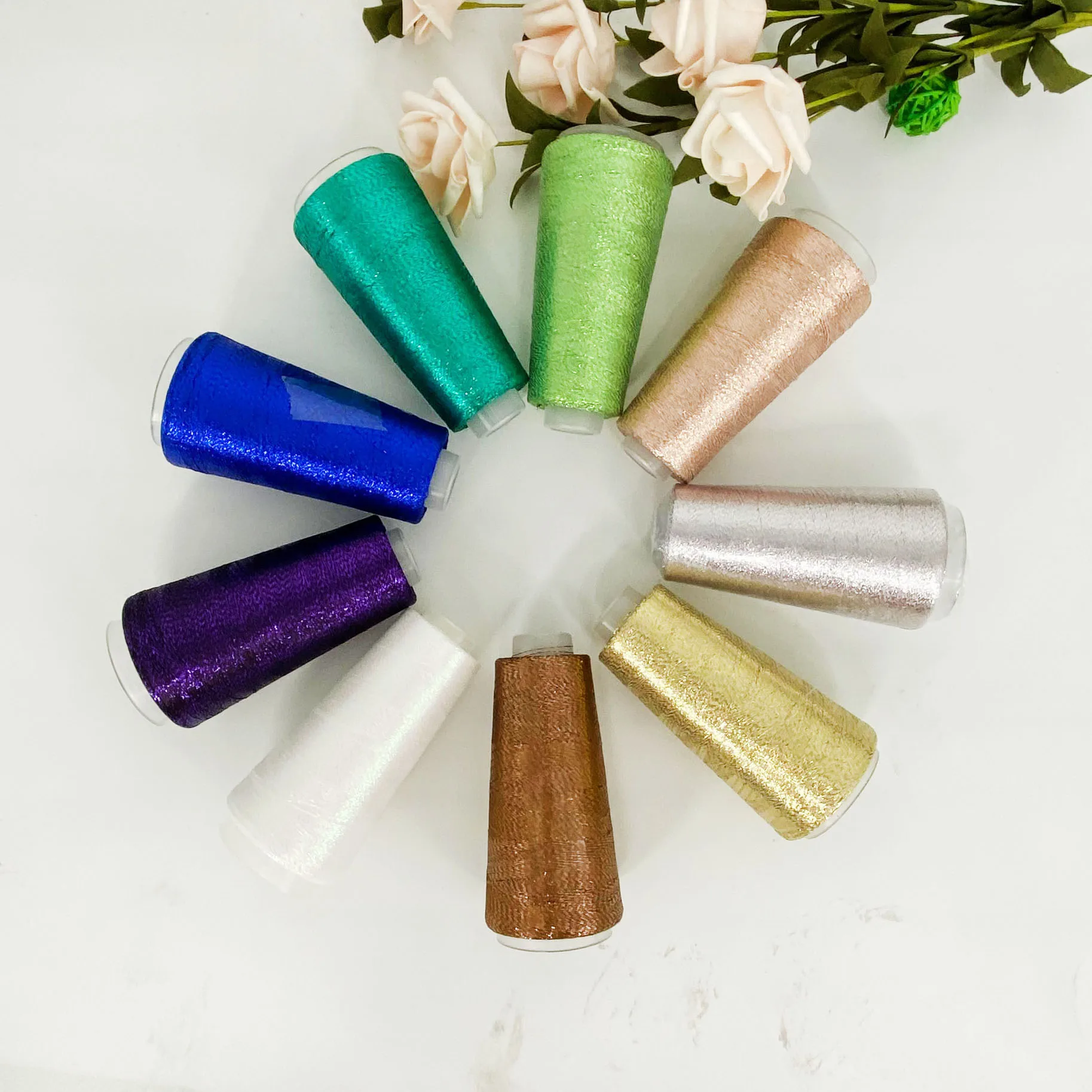 COOMAMUU 2000Meters Metalic Silk Thread Color Gold Thin Partner Yarn for Hand Knitting Sweaters 50g/roll 2