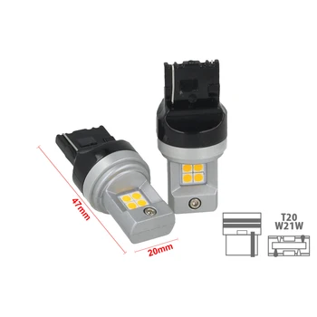

CARALL LS4308 Led lamp T20 W21W WY21W 7440 8 Smd 3030 bright orange reverse lights turn signals car without Polarita Dimens