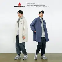 ByteHare Play Drug Bureau's national tide autumn and winter long curved cut loose windbreaker men's single-breasted jacket