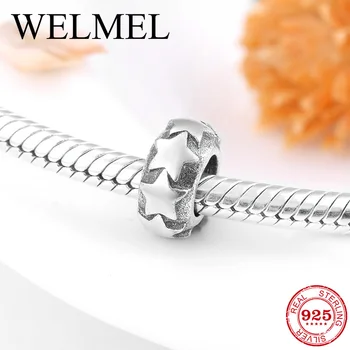 

Hot 925 Sterling Silver Little star round shape beads Fit Original European Charm Bracelet Jewelry making