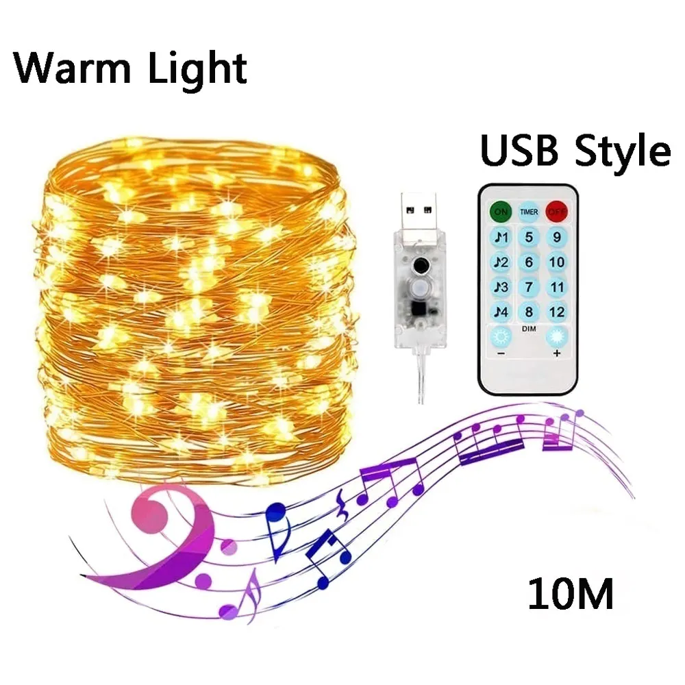 USB лампа 5 м/10 м с пультом дистанционного управления фестиваль мерцающие огни Празднование День рождения светодиодный гирлянда