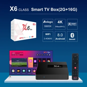 

Supertv Mate TV Box AFTV X6 Class S905X Android8.0 Smart TV Box Quad Core 2G 16G Wifi 2.4G&5G BT 4K TV BOX Enjoy Private Audio