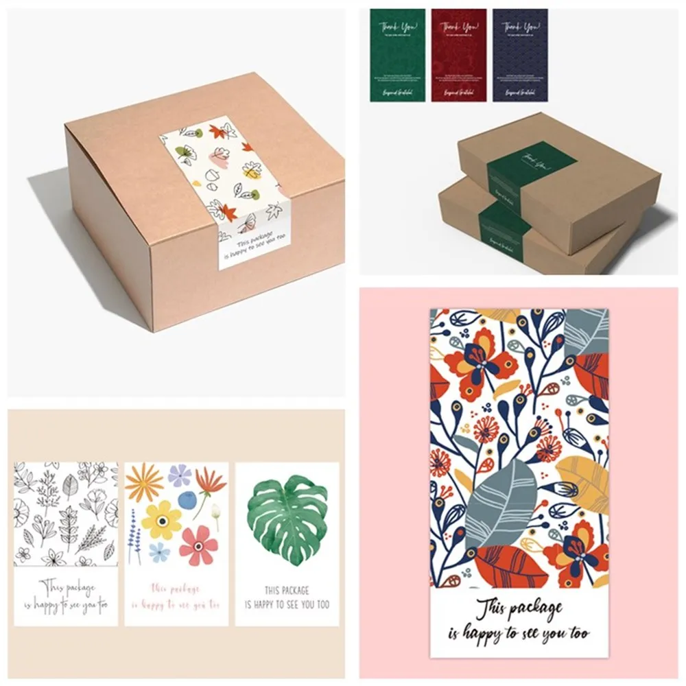 

50pcs Thank You Stickers Package Stickers Gift Package Seal Sticker Flower Stickers for Small Business DIY Package Decor