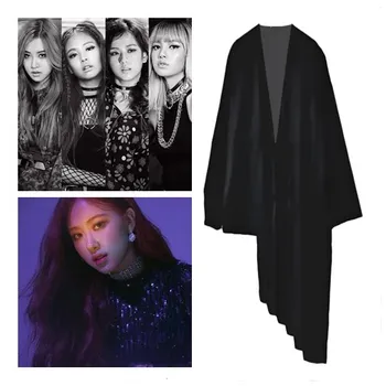 

kpop Blackpink ROSE same 2020 summer new black Chiffon thin blouse women Korean Gothic sexy cardigan sunscreen shirt female tops