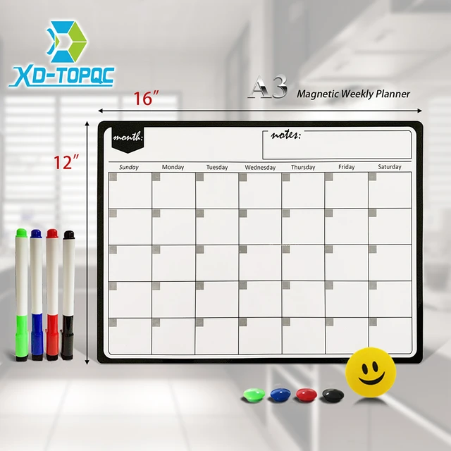 Calendrier Hebdomadaire Magnétique, Format A3, Tableau Blanc Effaçable À  Sec, Tableau Noir Réfrigérateur, Autocollant, Tableau Des Messages,  Calendrier - AliExpress