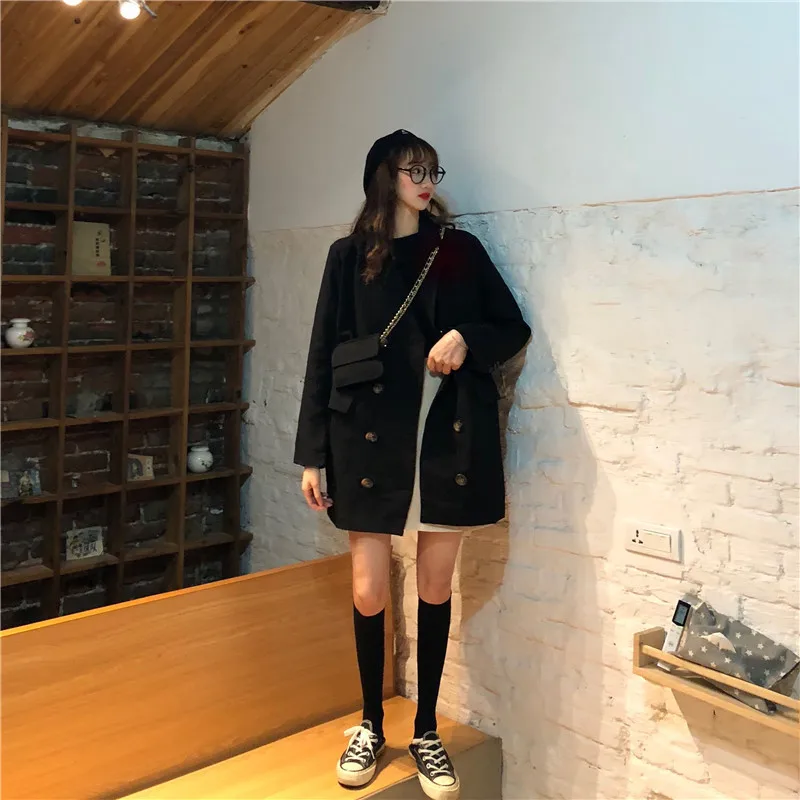 Photo Shoot Autumn New Style Korean-style Fashion Plaid Middle Long Coat Suit Bag with Chain