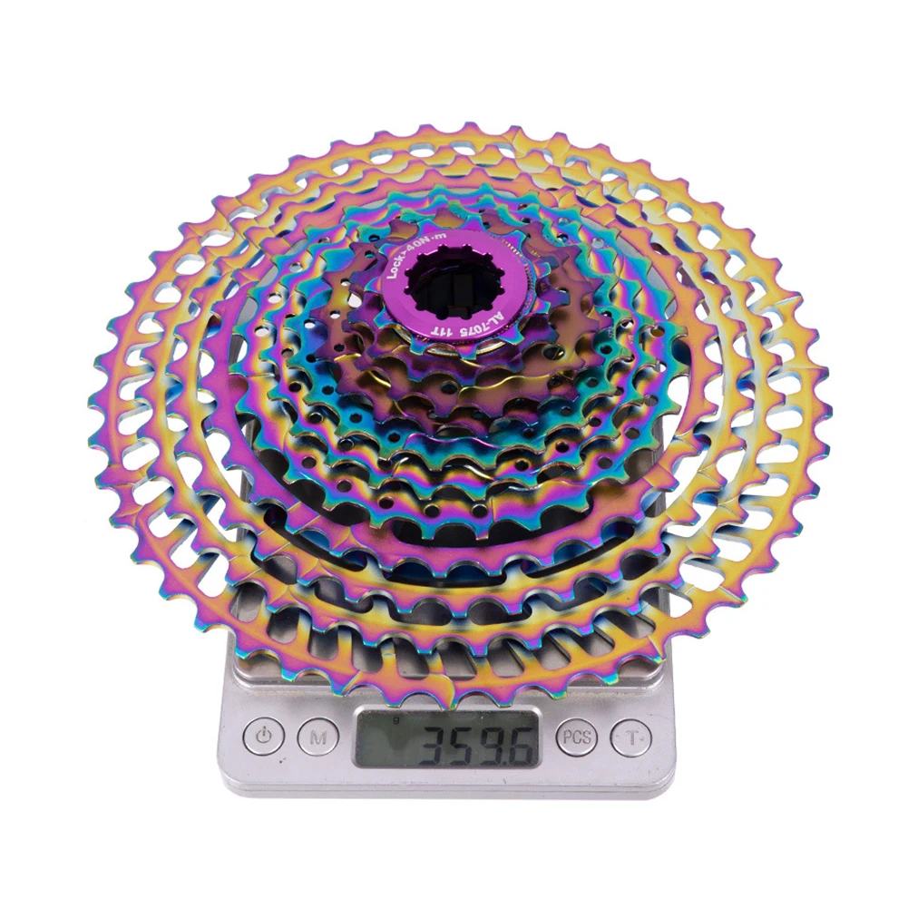 Durable Colorful Round 11-46T Outdoor 11 Speed Bicycle Flywheel Racing Aluminum Alloy Repair Replacement Mountain Bike Extended