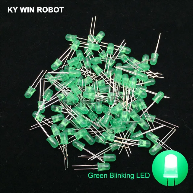 50pcs 5mm White Green Red Blue Yellow Light-Emitting-Diode Automatic Flashing LED Flash Control Blinking 5 mm LED Diode 1.5HZ 50pcs Green