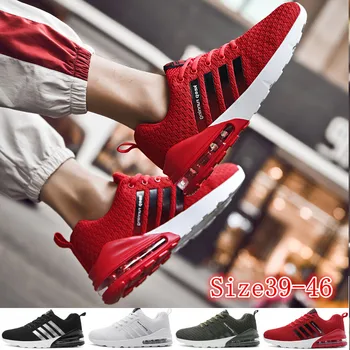 

Fashion Air Cushion Walking Shoes Running Tennis Shoes Lace Up Sneaker for Men 4Colors Size 39-46
