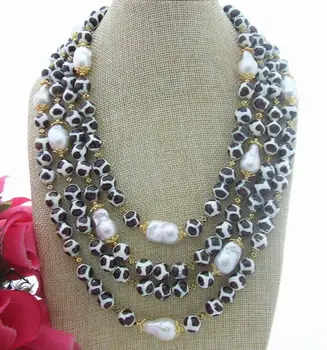 

19" 4Strands 22MM White Keshi Pearl A1gate Necklace