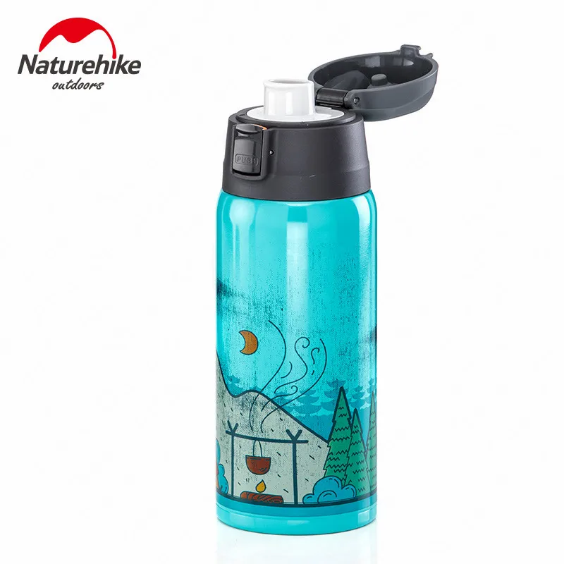 Naturehike 600 мл, Спортивная бутылка из нержавеющей стали Термос кружка портативный автомобиль взрослый студенческий спорт бутылка с водой Пешие прогулки Бег - Цвет: Lake Blue