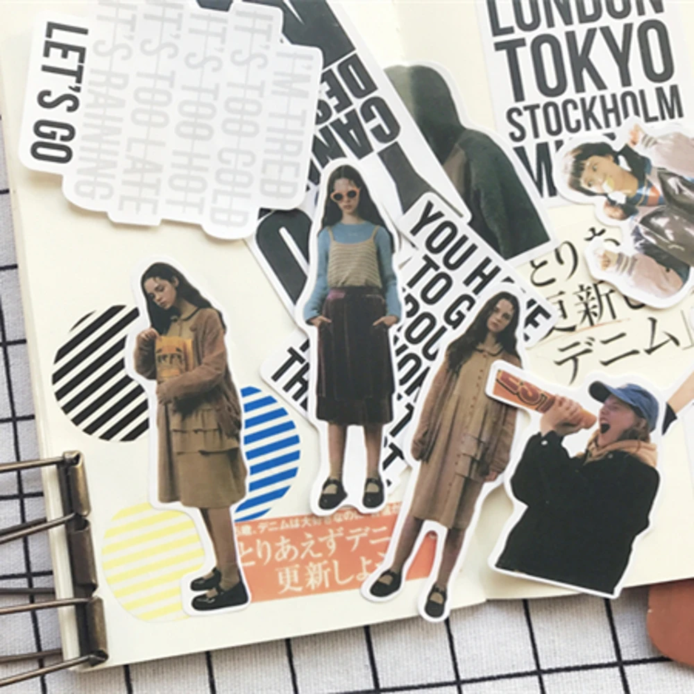 

28Pcs/Pack Vintage Words Lady Geometry Sticker DIY Craft Scrarpbooking Album Junk Journal Planner Decorative Stickers