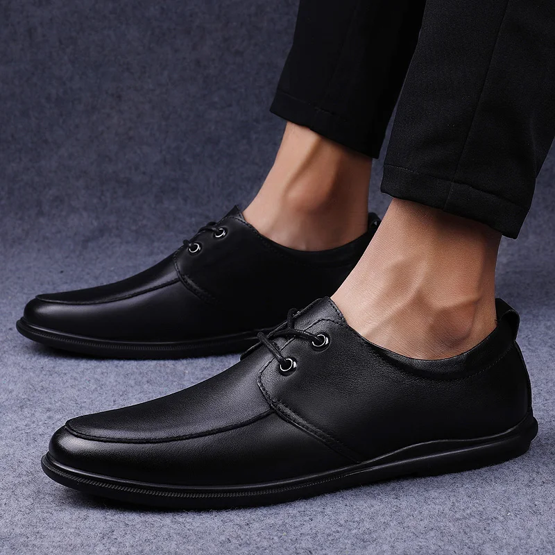 

men shoes business genuine leather pointed toe dress shoes outdoor male formal zapatos hombre wedding oxfords shoes men s5