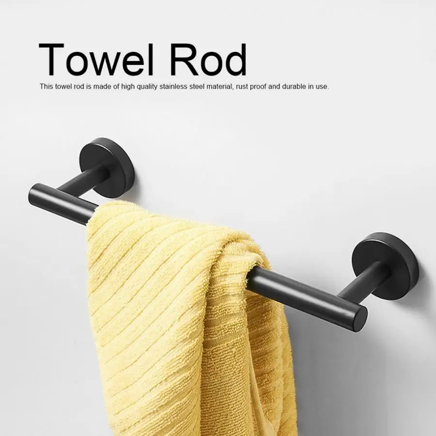 

30cm Stainless Steel Single Towel Bar Black Brushed Towel Rack Holder Bathroom Storage Organizer Houshold Towel Hanging Shelf