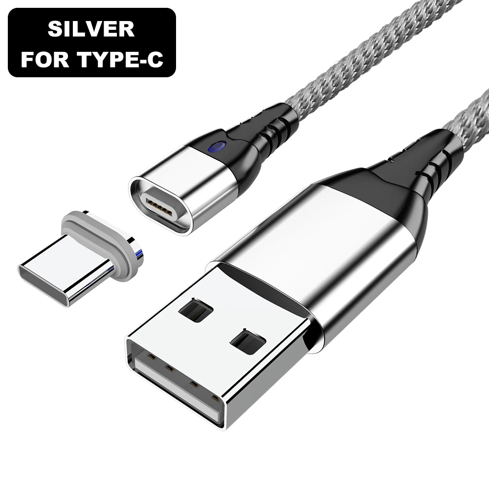 Silver for Type C Магнитный Micro usb кабель Vanniso 3A для быстрой зарядки для смартфонов iphone XS XR, кабель USB type c для samsung s10 s8 Xiaomi K20Pro - Цвет: Silver for Type C
