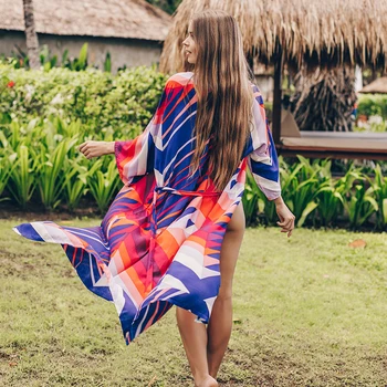 

Cotton Print Swimsuit Cover up Plus size 2020 Summer Bathing suit Women Beach cover up Saida de Praia Bikini Cover-ups Tunic