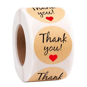 

500pcs/roll 1Inch Thank You Stickers Seal Labes Round Sticker Roll For Envelope Packing Jewelry Box Stationery Stickers Tags
