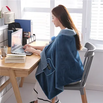 

New Arrival ladies shawl blanket multifunctional net red blanket winter thickened lambskin blanket office nap cover blanket