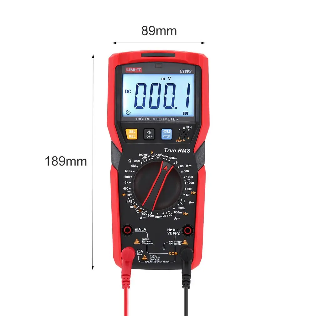 UNI-T UT89X True RMS цифровой мультиметр DC/AC напряжение тока Амперметр Вольтметр НТС/конденсатор/Триод/тестер температуры
