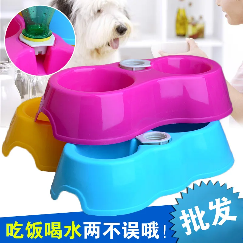 

Pet Double Bowl-Drinking Water Double Food Basin Dog Bowl Dog Food Basin Cat Food Holder Drink Anti-slip Water Bowl Pet Supplies