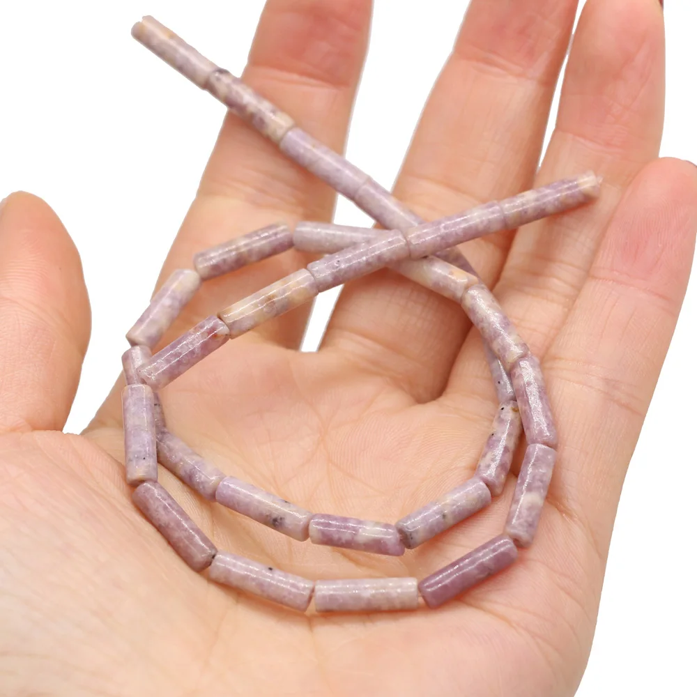 Natural Stone Beaded Cylindrical For DIY Necklace Bracelet Crystal Clear Jewelry Design Charm Accessories 4x14mm | Украшения и