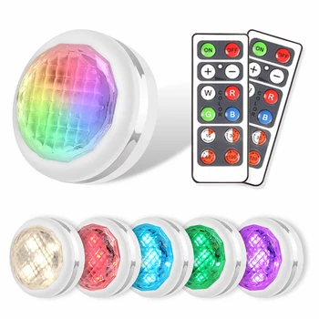 

Under Cabinet Led Light Wireless Dimmable RGB Nature White Color LED Night Lamps Battery Power Remote Control for Kitchen Stair