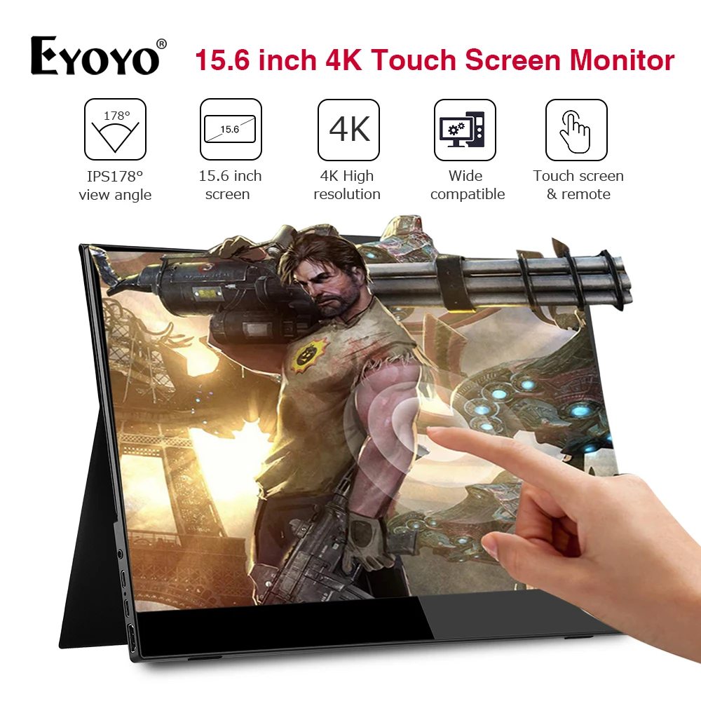 Eyoyo EM15E Портативный 4K 3840X2160 LCD HDMI IPS Сенсорный игровой монитор 15 6 &quotТип c экран для