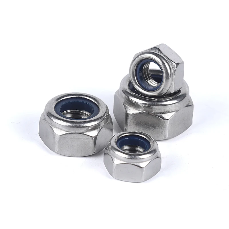 2/5/50pcs Stainless Steel Hex Hexagon Nylon Insert Lock Nut Self locking Nylock Nut Locknut  M2 M2.5 M3 M4 M5 M6 M8 M10 M12 M16