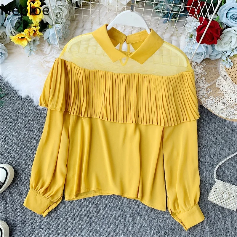 

Neploe Slash Neck Ruffle Lantern Sleeve Chiffon Shirts Skinny Patchwork Lace Blouses Autumn Sexy Beach Holiday Wild Blusas 45783