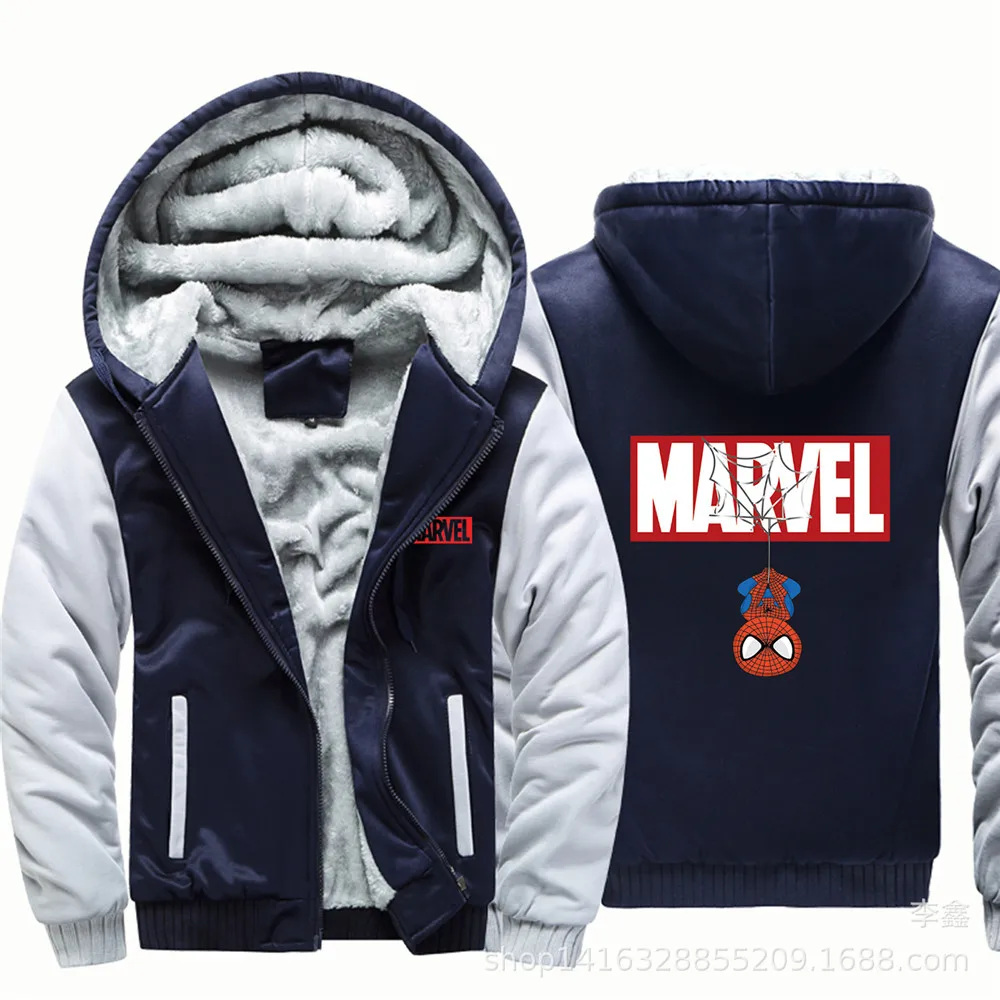 Новинка, зимняя куртка с принтом MARVEL, Человек-паук, модная куртка с капюшоном на молнии, плотная теплая удобная толстовка, пальто - Цвет: 3