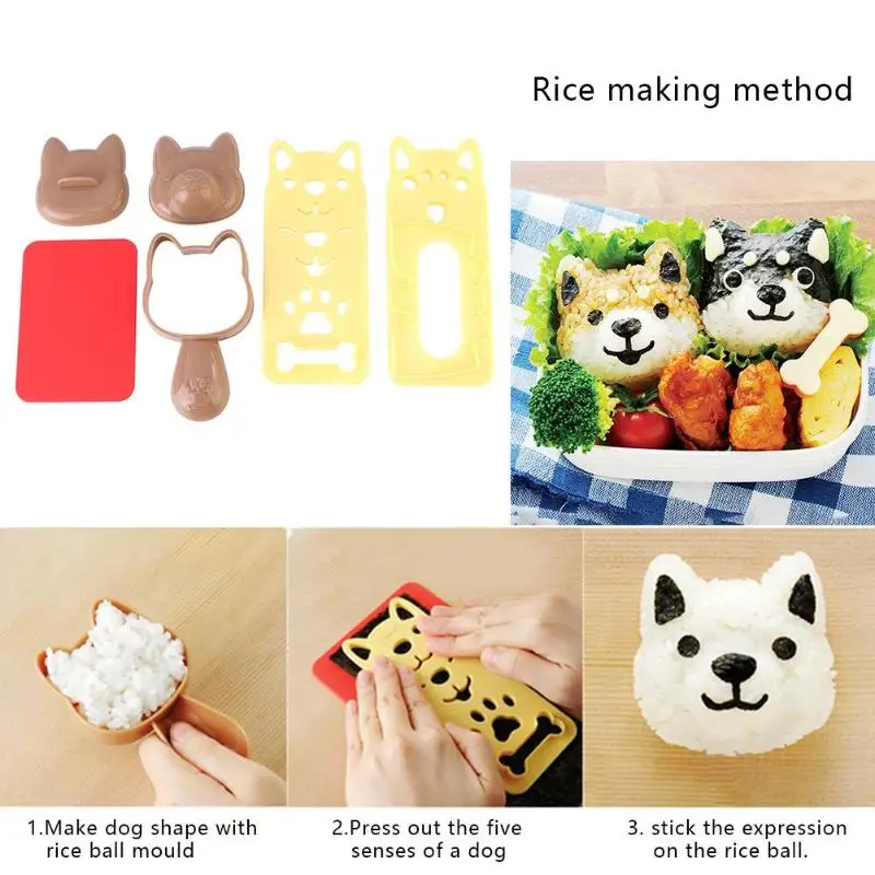 5 шт./компл. с милой собачкой суши нори форма для рисовых шариков Кухня DIY Bento Пресс чайник