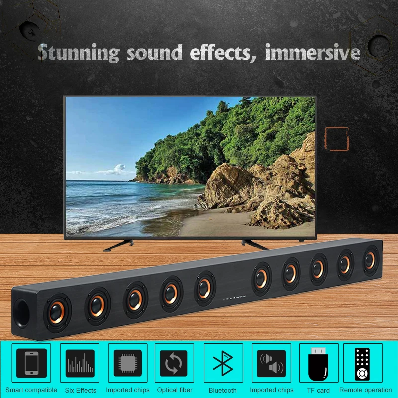 Wireless Wooden TV Soundbar Bluetooth Speaker 40W