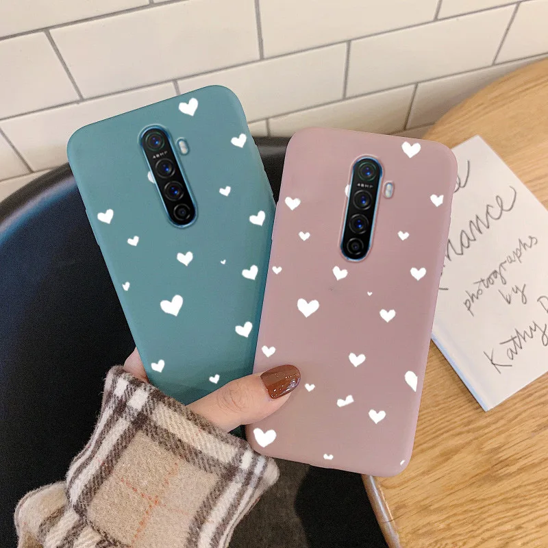 Realme X2 Pro Чехол девичий Фиолетовый силиконовый розовый зеленый милый в форме сердца мягкий для Oppo Realme X2 Pro Чехол перчатка протектор Капа