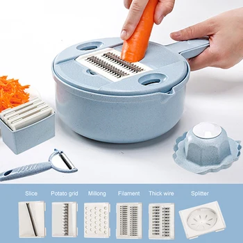 

Multifunctional Vegetable Cutter 12-piece Household Manual Sliced Shredded Potato Grater Kitchen Veggie Fruit Shredde Grater