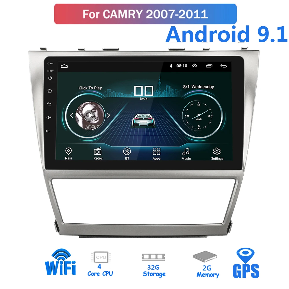 Автомагнитола 2DIN на Android 10 1 для Toyota Camry 9 2007 2008-2009 GPS-навигация стерео аудио видео