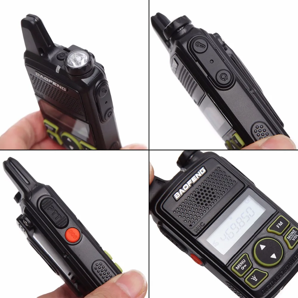 2Pcs Baofeng BF T1Mini Walkie Talkie Ultra Thin CB Two Way Radio UHF 20CH Flashlight Handheld 4