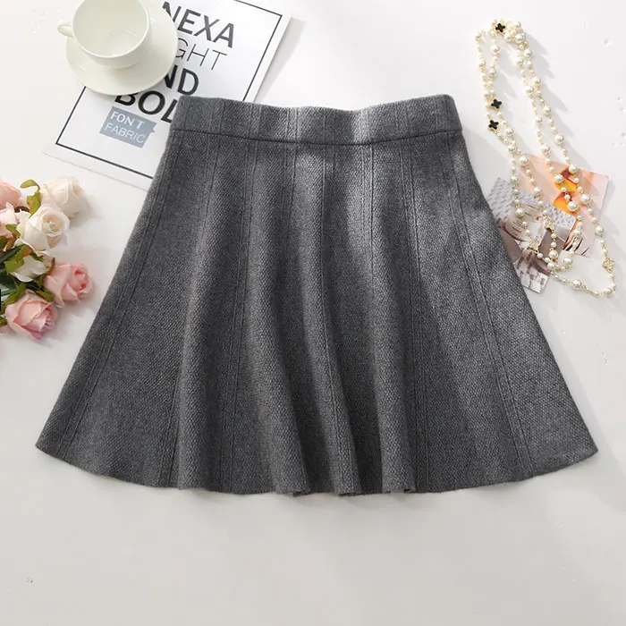 Винтажная теплая утепленная трикотажная Мини-юбка-Зонтик для женщин женские юбки трикотажные saia saias синий черный бежевый серый