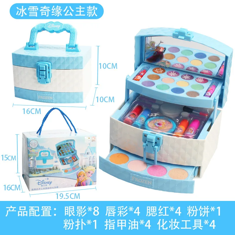 New Disney girls frozen 2 elsa anna princess Makeup suitcase Toys set with box snow White Makeup Box Set kids Toy Gift Makeup Toy Princess Pretend Toys Cosmetics Set Princess Doll