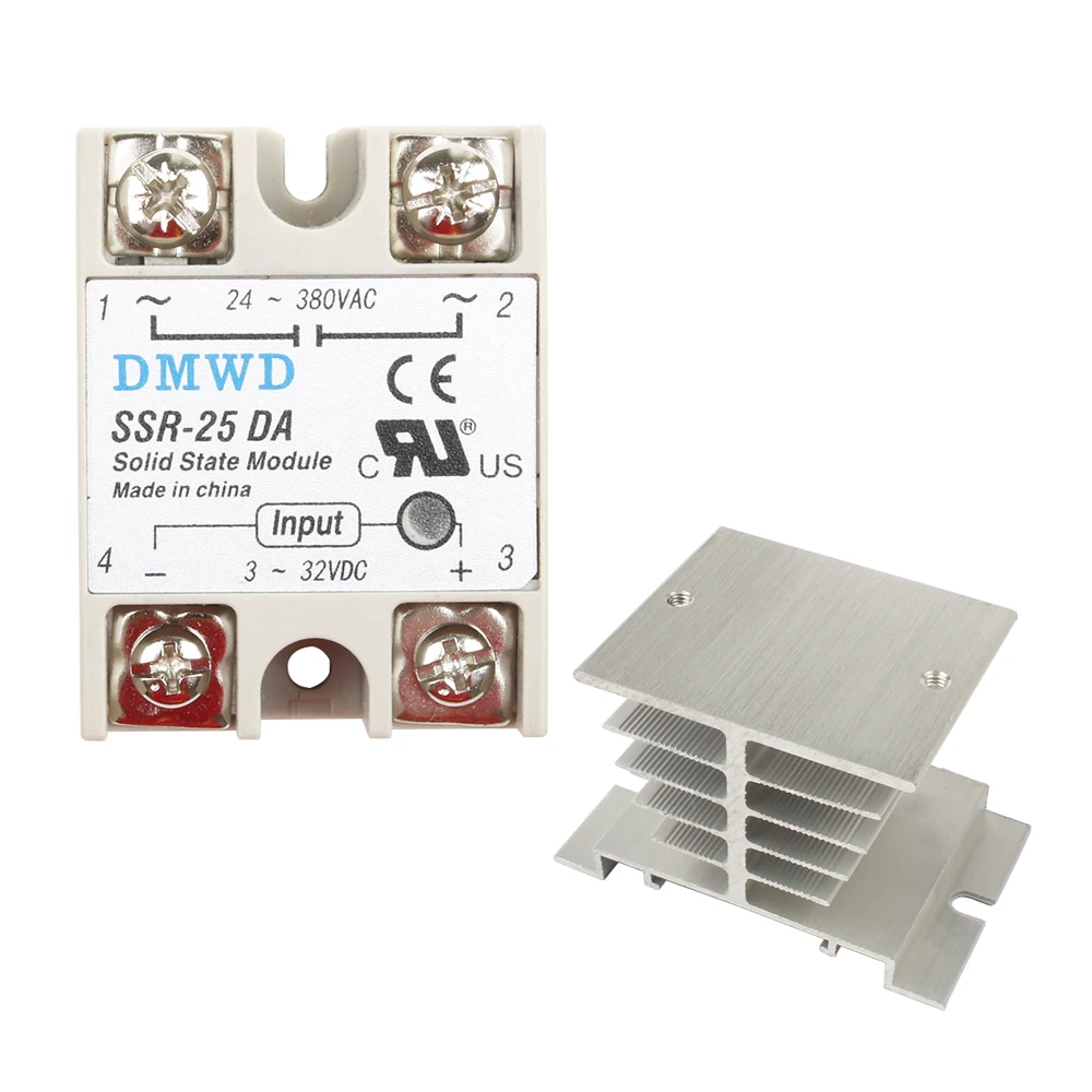 SSR 25DA Radiator DMWD твердотельные реле SSR-10DA SSR-25DA SSR-40DA 10A 25A 40A на самом деле 3-32 в постоянного тока в переменный 24-380V AC SSR 10DA 25DA 40DA - Габаритные размеры: SSR 25DA Radiator