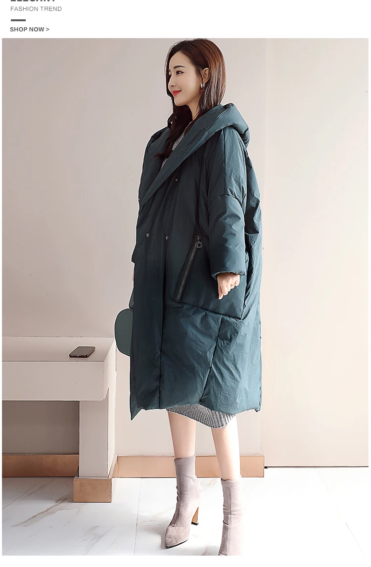 Winter Oversize Jacket Woman Parka Female Loose Plus Size Cotton Padded Snow Wear Korean Hooded Outerwear Long Coat L029