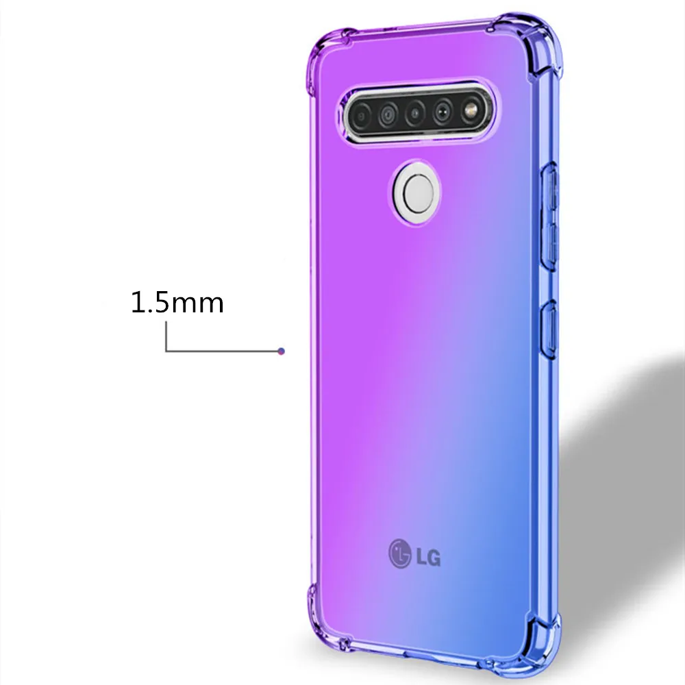 Противоударный прозрачный градиентный чехол для LG K61 K51 K51S K50 K50S K41S K40S K31 Q51 Q60 Stylo 6 5