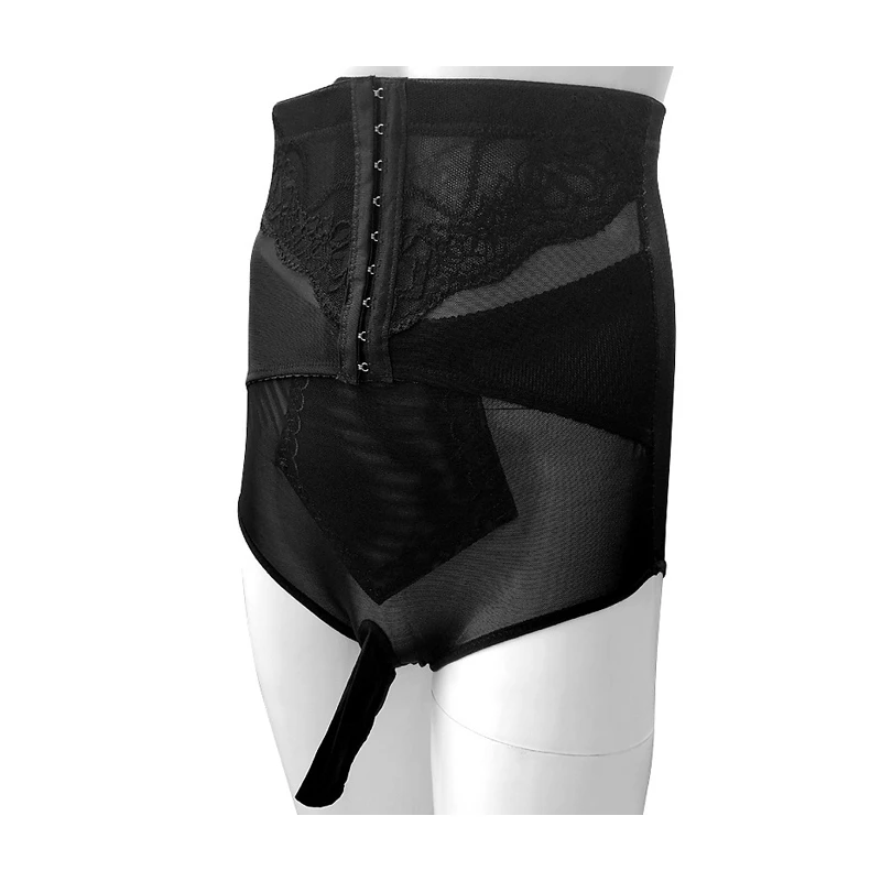 Lace Sissy Tummy Control Panties With Penis Sleeve Body Shaper Men