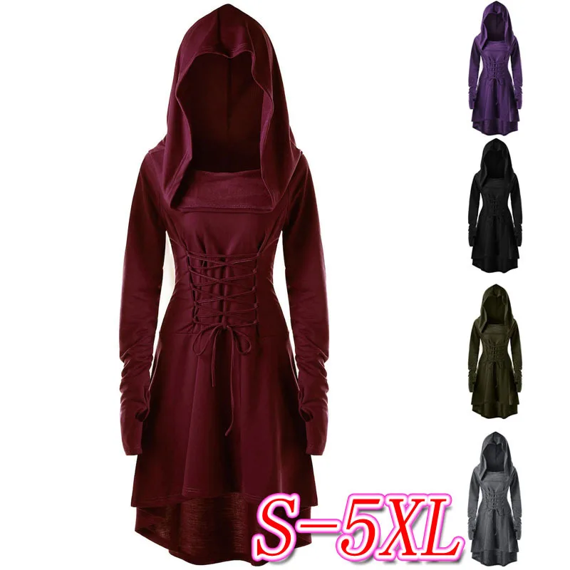 

Summer Gothic Punk Black Large Size Hoodie Dress with Long Sleeve 2019 Fall Fashion Women Casual Clothing Plus Size 5xl c.h.i.c