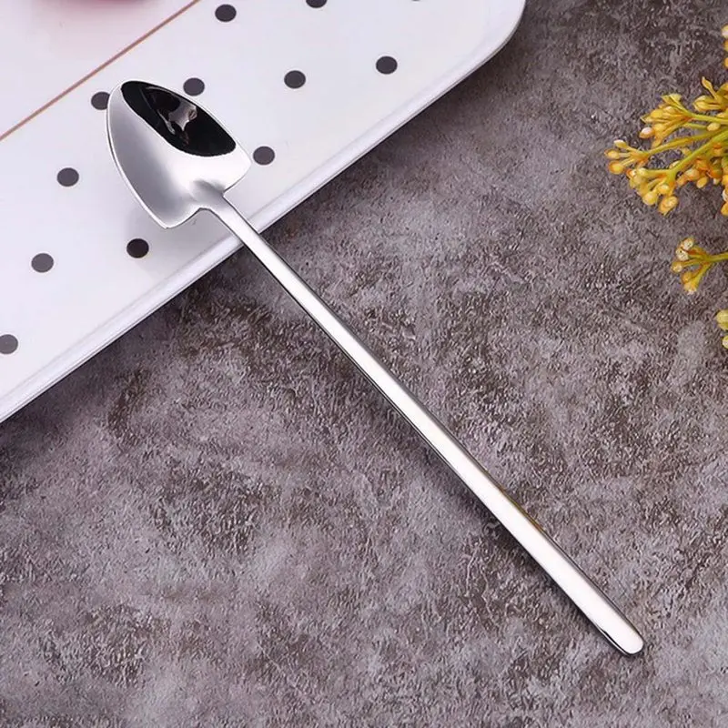 81SV Stainless Steel Coffee& Tea Spoon With Long Handle Kitchen Colourful Coffee Scoops Mixing Spoons Ice Cream Dessert Tea Spoon - Цвет: 81SV