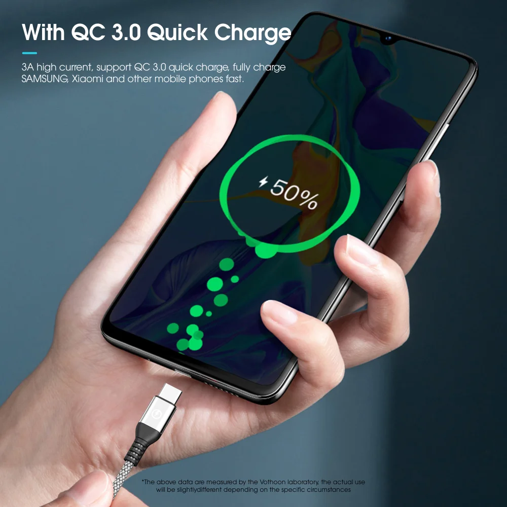 Кабель Vothoon с USB C на Тип для Samsung Note 20 Xiaomi Быстрая зарядка 4 0 PD 60 Вт MacBook Pro зарядный