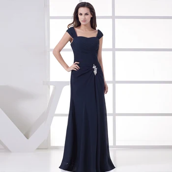 

Plus Size Mother Of The Bride Dresses Navy Blue Ever Pretty A-Line Chiffon Brides Mother Long Dresses For Weddings 2020