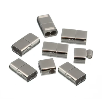 

1pc Silver Color Double Hole 4mm 6mm Stainless Steels Strong Magnetic Clasps fit 2 Layer Wrap Bracelet Making Findings