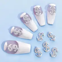 

10Pcs/Bag Nail Rhinestones Crowns Dollars Manicure Design Alloy 3D Nail Art Decorations for Nail Design Nail