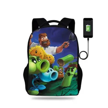 

17 Inch Kids Backpack Plants VS Zombie Children School Bags For Boys Orthopedic Child Boy BookBag Knapsack Mochila