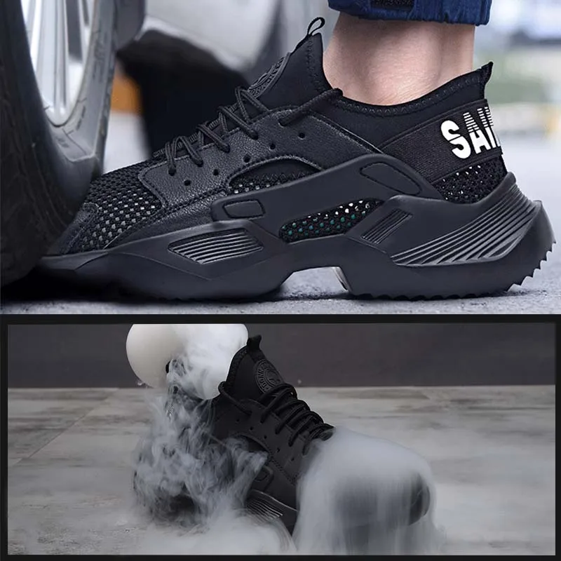 New Work Safety Shoes Fashion Sneakers Ultra-light Soft Down Men Breathable Anti-shattering Steel Toe Work Boots